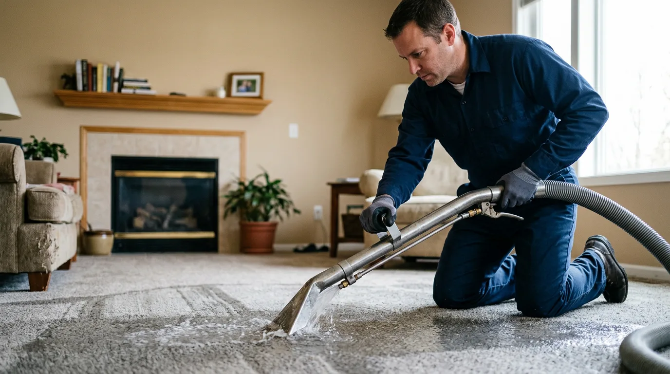 Water damage restoration technician working near Crossroads, NM